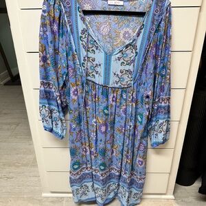 Floral Bohemian Dress in Blue and Purple